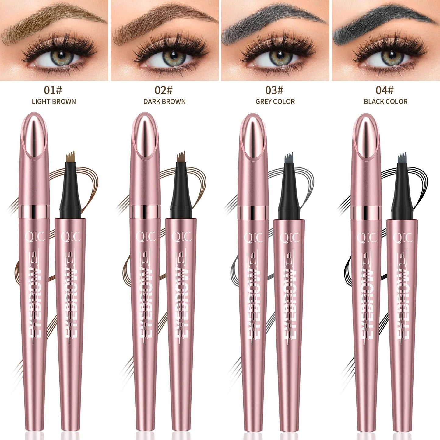 4 Fork Tip Eyebrow Pencil 3D Microblading Waterproof Dark Brown Natural Colour Fine Stroke Magic Eyebrow Pencil 2026 New Ladies