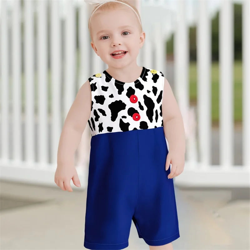 Toddler  Black and White Polka Dot Print Sleeveless Round Neck Baby Jumpsuit Newborn Romper Infant Bodysuit