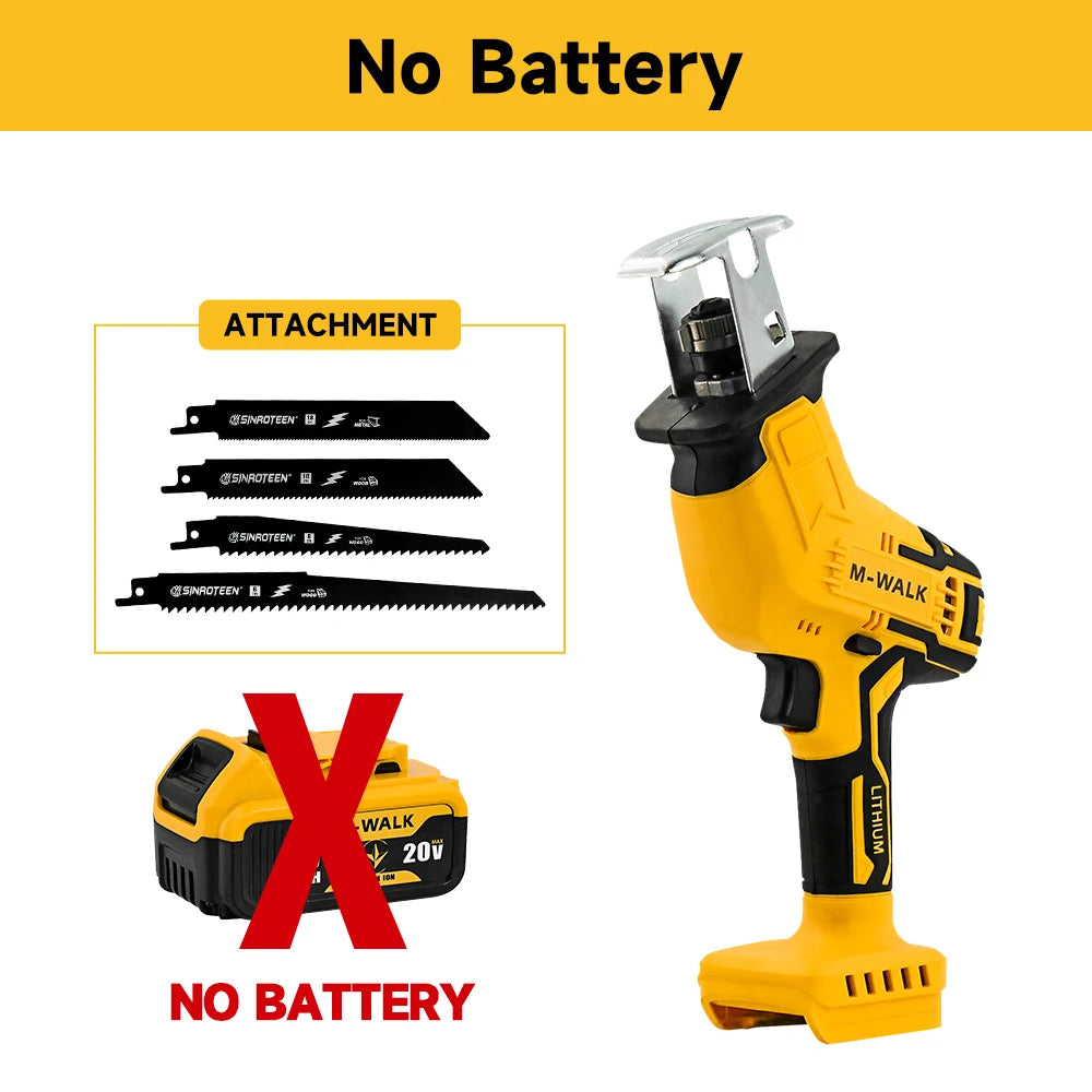 M-WALK 3000RPM Cordless Electric Reciprocating Saw Chainsaw Saber Saw Wood Metal Cutting Power Tool For Dewalt 20V Battery Pin
