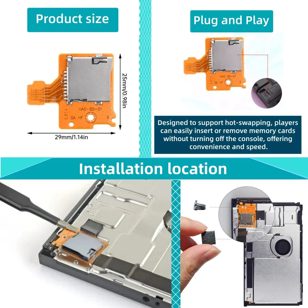 1-20pcs SD Card Reader TF Card Slot Socket Board for Nintendo Switch Sd Card Reader Port Replacement Part High Compatibility Car