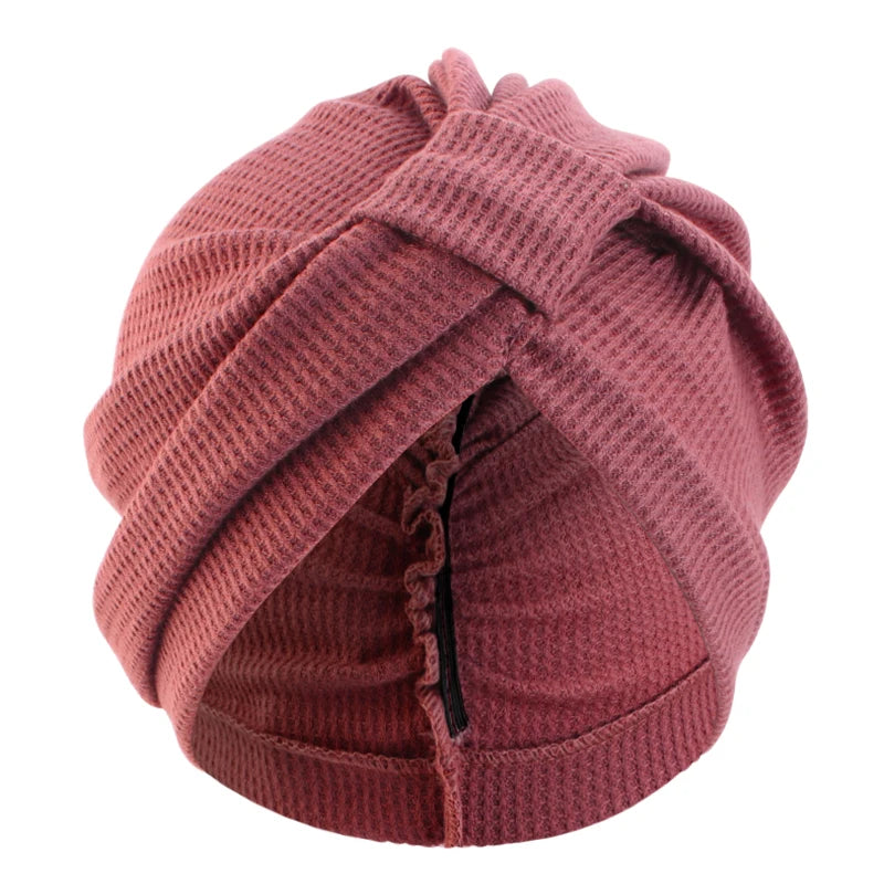 Women's Waffle Cotton Head Scarf Hat