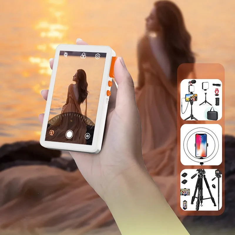 Magnetic Wireless Vlog Selfie Monitor Screen With Adjustable Focus Mobile Phone Selfie Screen Device for Smartphone Rear Camera