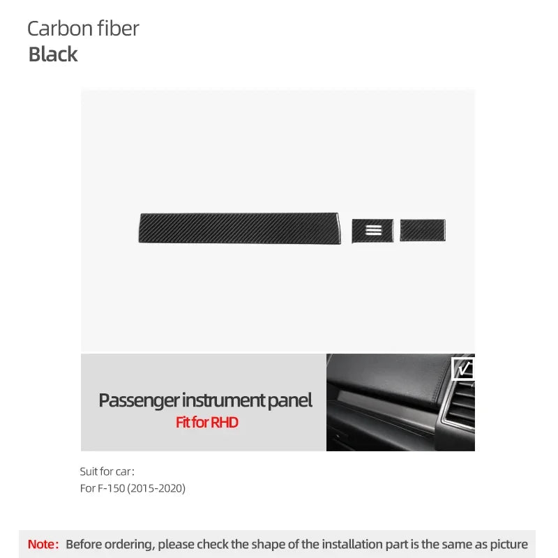 Carbon-Fiber Dashboard Panel Trim for Ford F-150 SVT Raptor 2015–2020