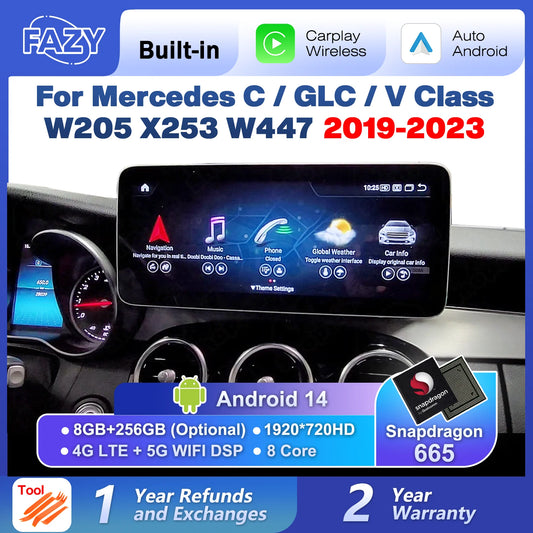Car Stereo with Apple CarPlay & Android Auto, Compatible with Mercedes C GLC V W205 X253 W447
