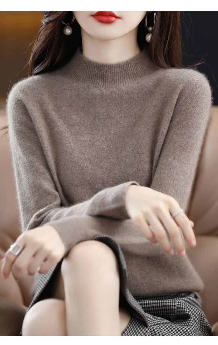 Women's Merino Wool Mock Neck Sweater