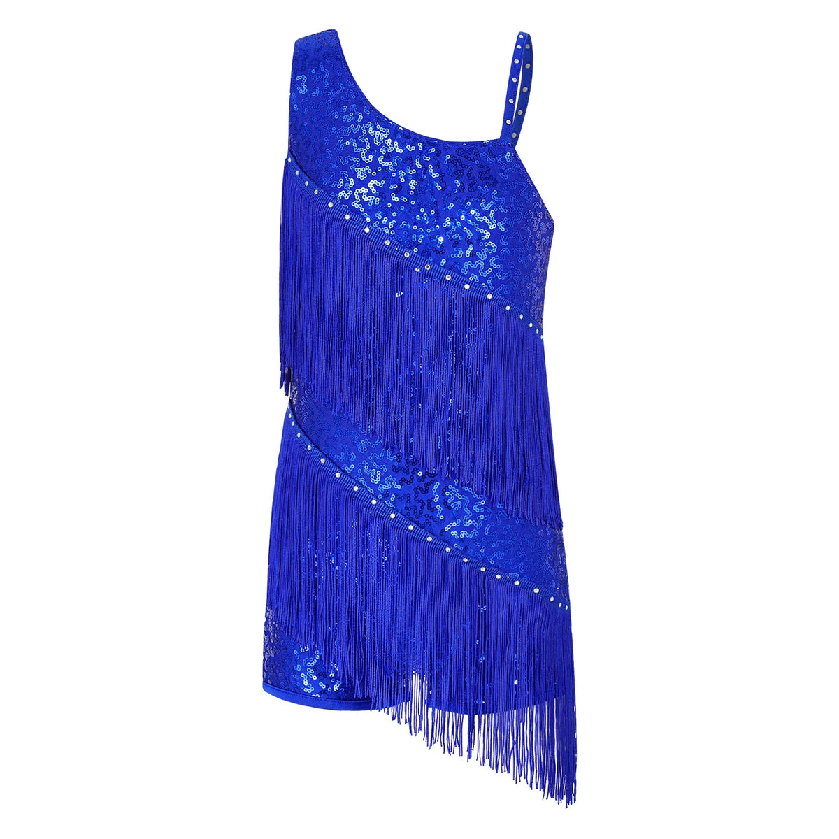 Girls sequin tassel Latin dress with shorts