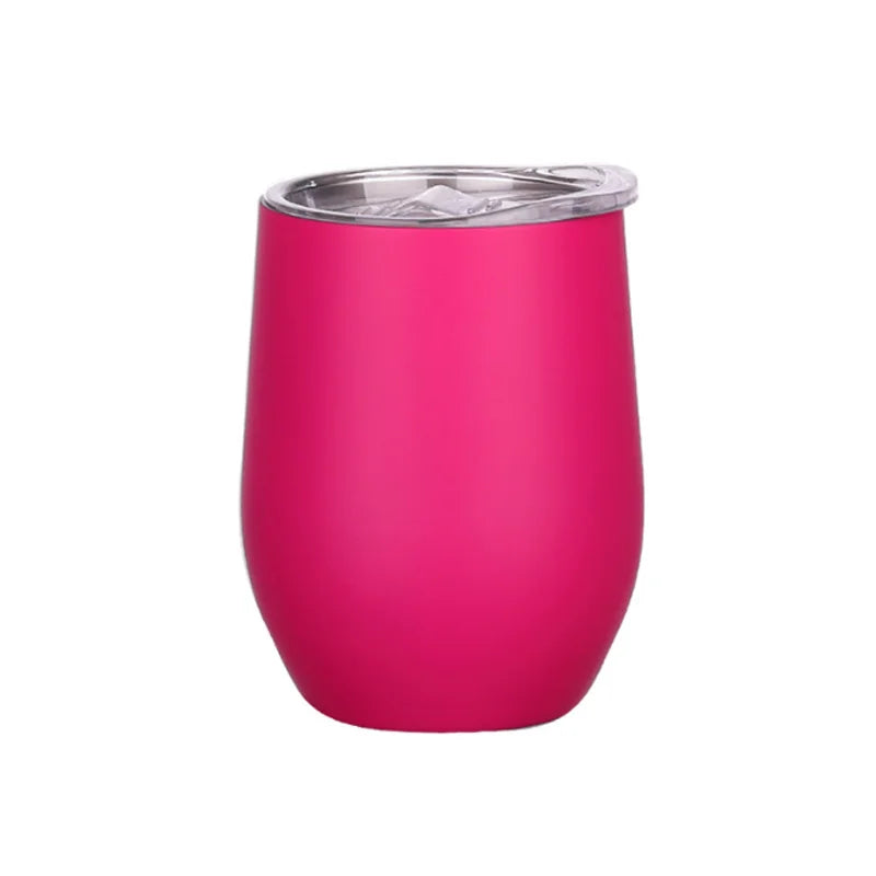 12OZ Wine seal Cover Custom Logo Mug Vacuum Insulated Thermos Garrafa Termica  Egg Shape Coffee Tumbler  Wine Beer  With Lid