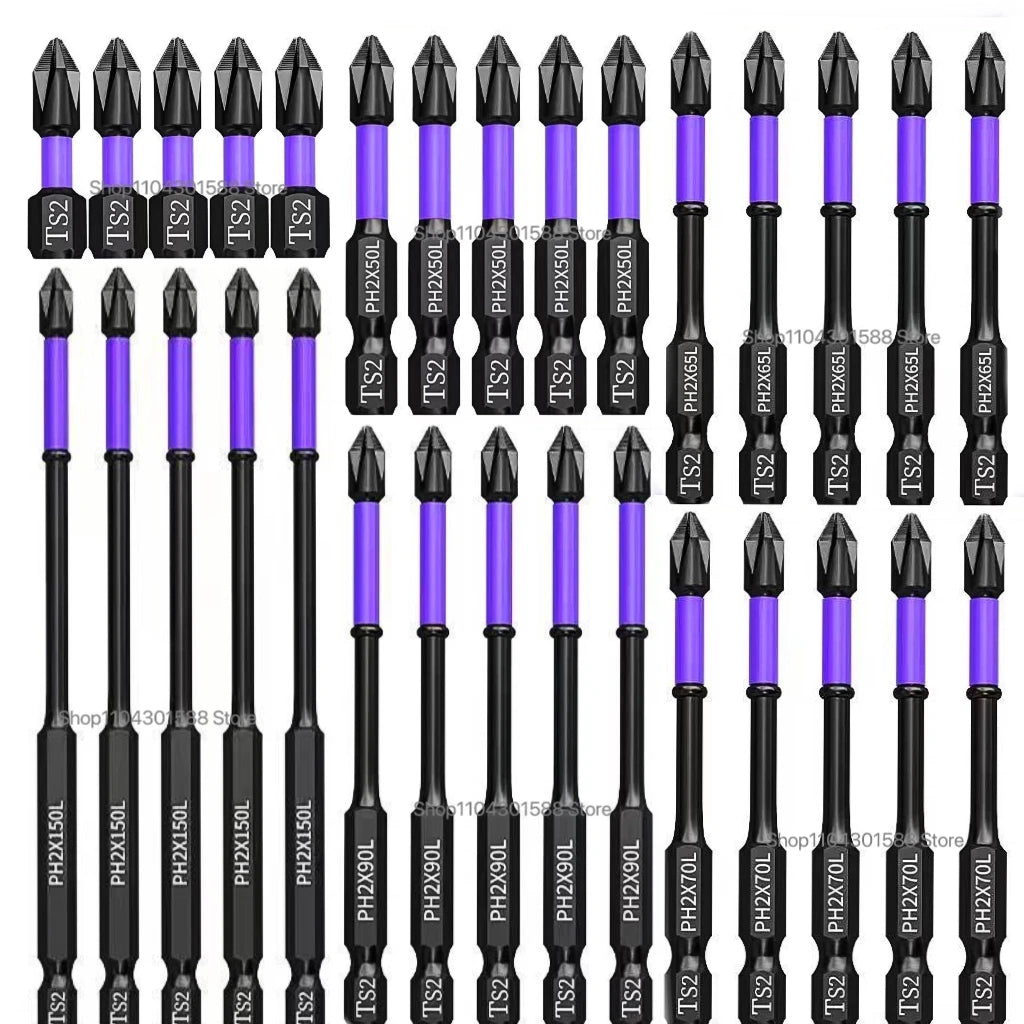 PH2 Impact Driver Bit Set 5-60PCS – Magnetic Cross Screwdriver Alloy Steel Non-Slip Drill Bits