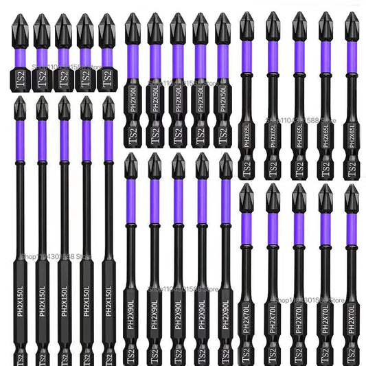 PH2 Impact Driver Bit Set 5-60PCS – Magnetic Cross Screwdriver Alloy Steel Non-Slip Drill Bits