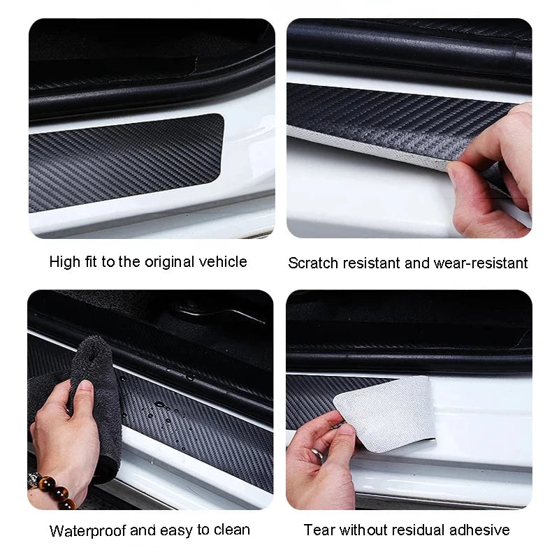 1/4/5Pcs Car Door Sill Scuff Plate Decor Carbon Fiber Stickers For Toyota Corolla Scion Yaris CHR Auris Rav4 Tacoma Hilux Verso