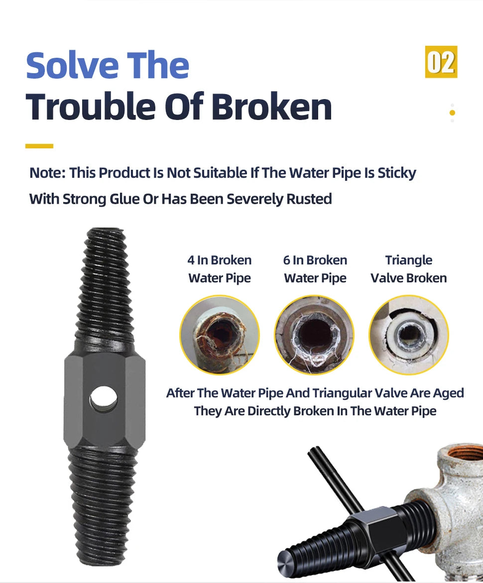 TOOLEYE Double Head Screw Extractor Drill Bits Set Damaged Water Pipe Broken Bolt Screws Remover Tools Valve Thread Repair Taps