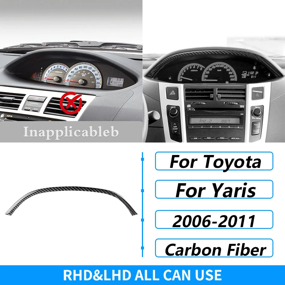 For Toyota Yaris 2006-2011 Carbon Fiber Central Control AC CD Air Outlet Gear Shift Panel Cover Trim Set Car Accessories Sticker