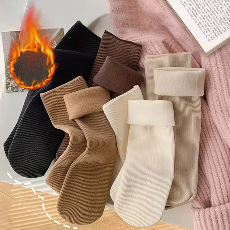 Women's Fuzzy Snow Socks - Thick Warm Sleep Socks 5 Pairs - photo 3