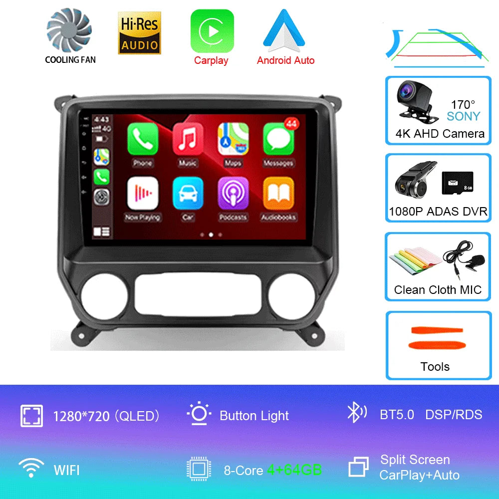 2K Android Car Stereo with CarPlay & Android Auto — Chevrolet Silverado (2014–2018)
