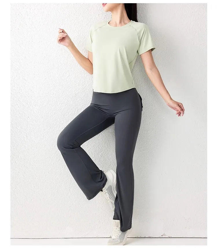Women's Sport Short Sleeve T-Shirt Summer New Loose Quick Dry Breathable Mesh Yoga Fitness Top OutdoorWear ﻿