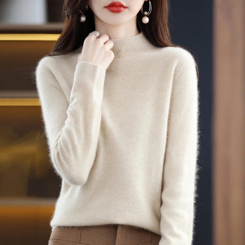 Women's Merino Wool Mock Neck Sweater