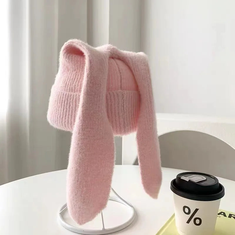 Women's Bunny Ear Knit Beanie - Cute 3D Ear Winter Hat - photo 4