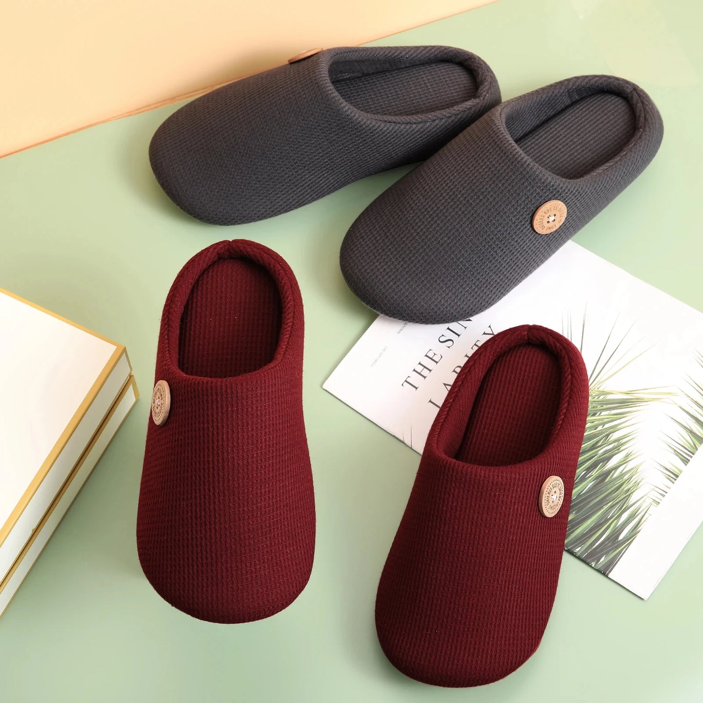 Smile Pop Men Flat Slippers Indoor Cozy Home Men Slippers Winter Casual Slippers Soft Antiskid Slippers Outdoor Fashion Shoes