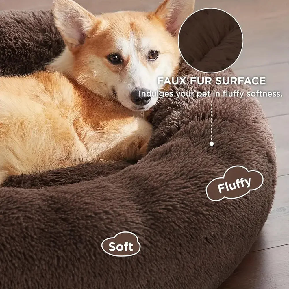 Round Plush Dog Bed - Warm Tie-Dye Nest Bed, 70-90cm - photo 3