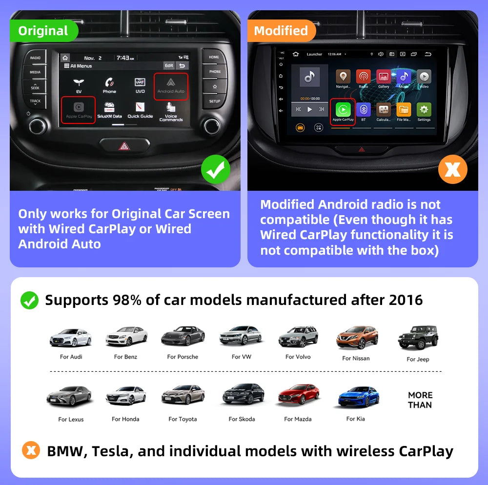 2-in-1 Wireless CarPlay & Android Auto Box Adapter