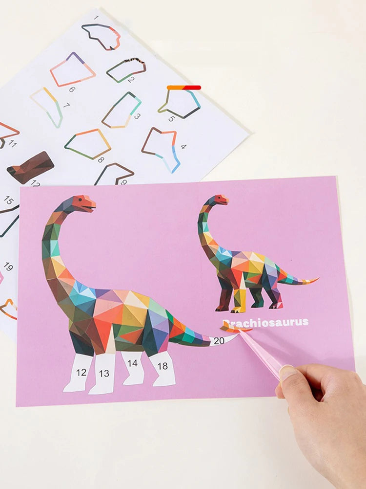 3D Puzzle Stickers DIY Craft Kits Animal Collage 5 Themes Back-to-School Gift Creative Educational 9-PCS Kit with Clips