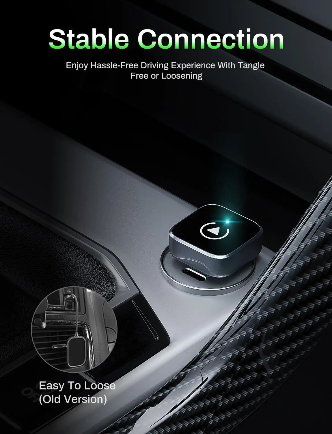 Wireless CarPlay & Android Auto Adapter — Compact Silver Dongle, Fast Auto-Connect