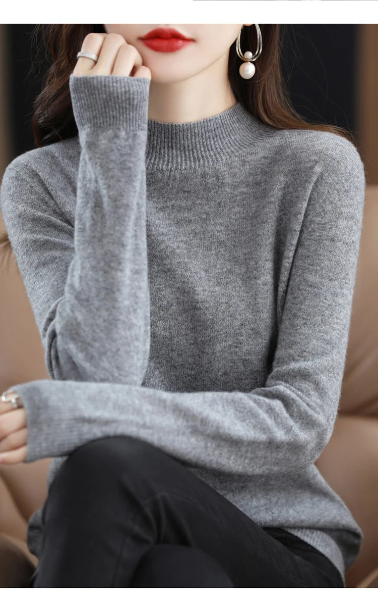 Women's Merino Wool Mock Neck Sweater