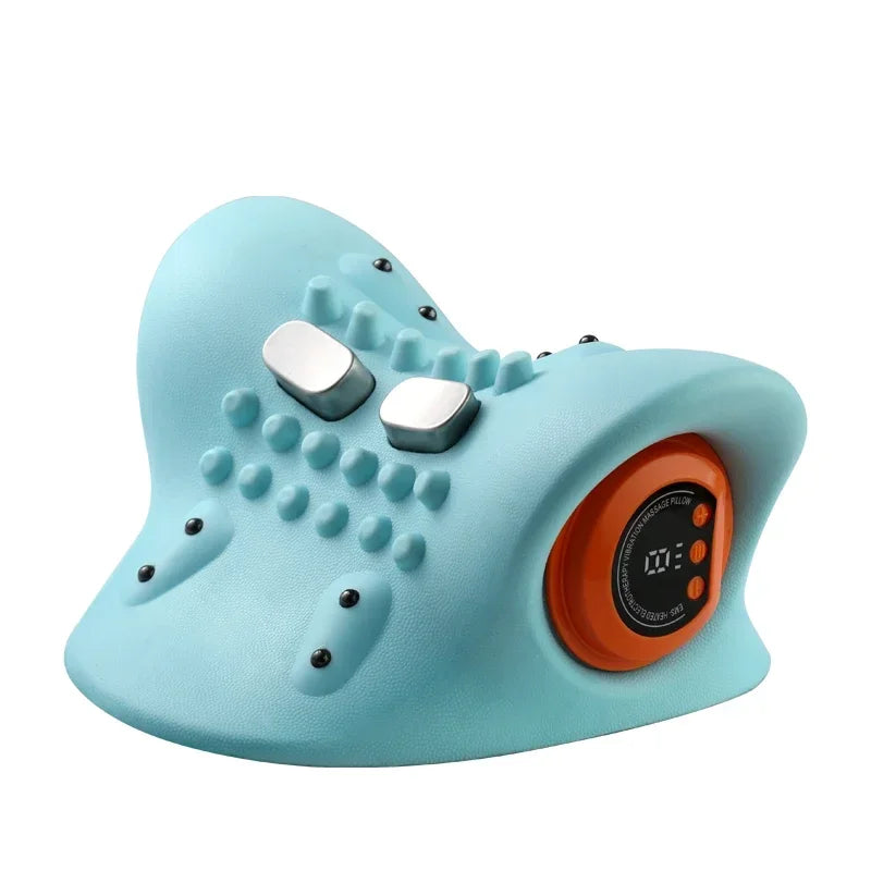 Electric Cervical Massager Neck Stretcher Pulse Traction Heating Pain Relif Chiropractic Traction Head Acupoint Massage Pillow