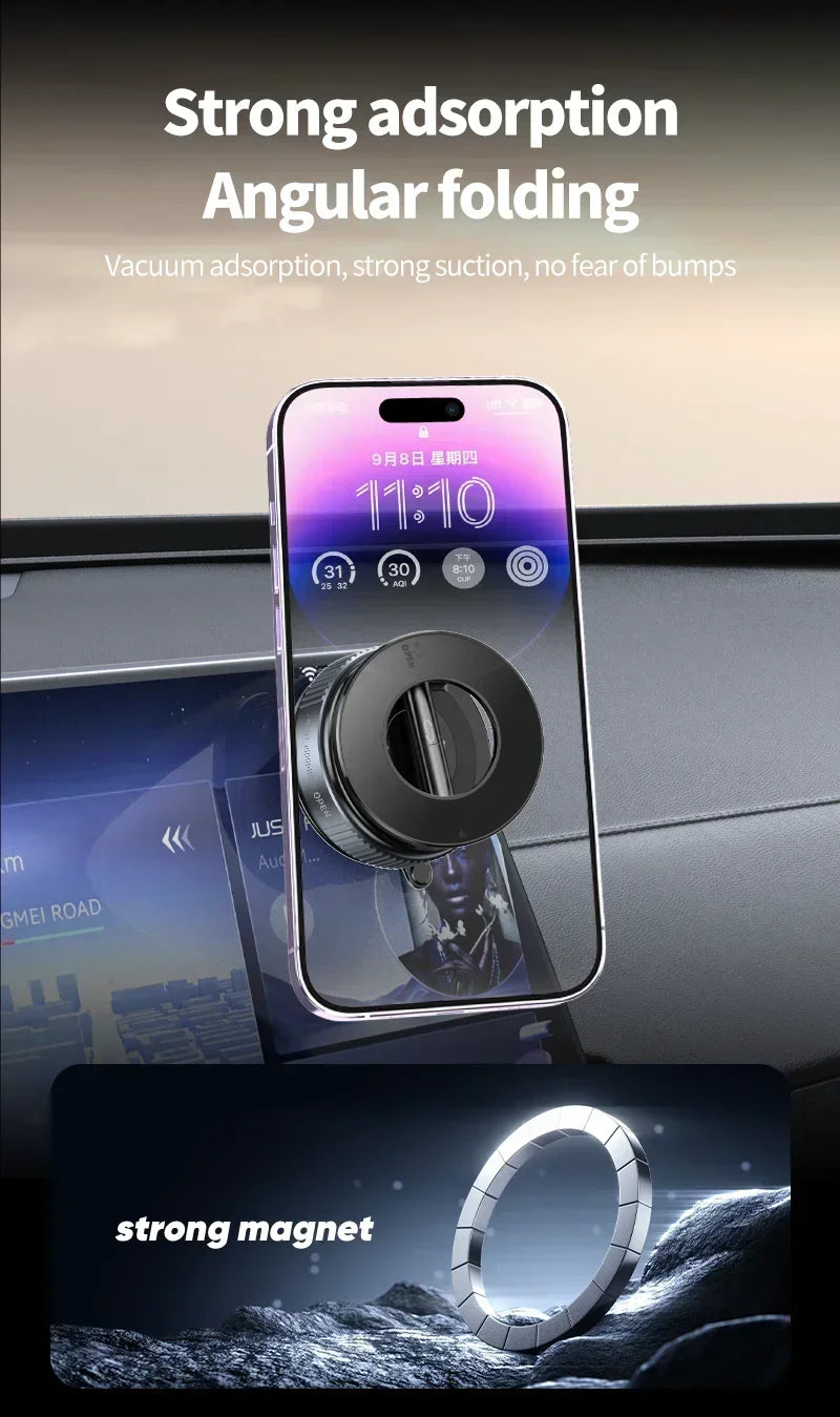 2026 Strong Magnetic Car Phone Holder Foldable Design 360° Adjustable Vacuum Mount For Car/desk/bathroom/universal Use