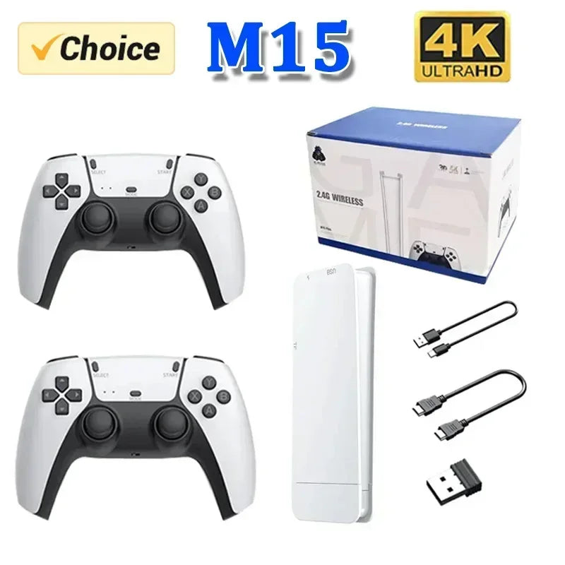 Wireless Gamepads M15 Game Stick Mini TV Handheld Game Console Video Game 256G 20000Plus Retro Game HD Output Two Player for PS1