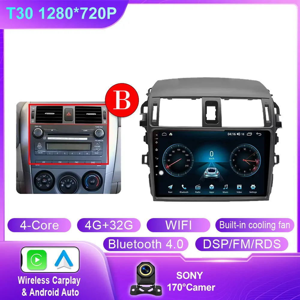 Android 14 For Toyota Corolla 2006 2007 2008 2009 2010 2012 2013 Carplay stereo Car Radio Navigation GPS Multimedia video NO DVD