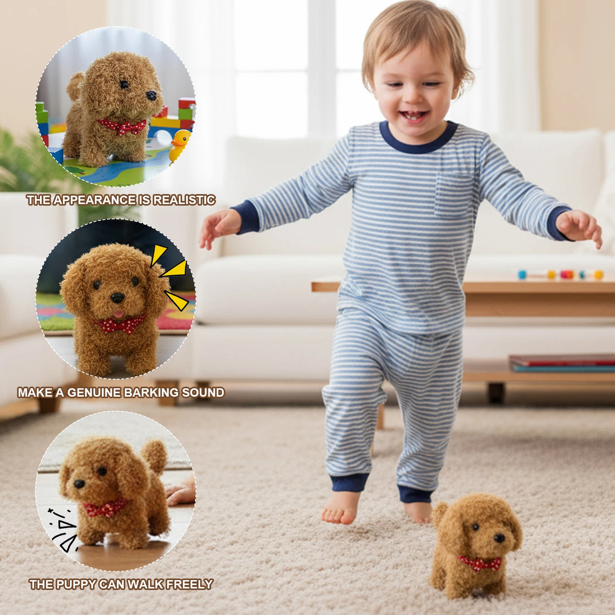 Electronic Robot Dog Interactive Plush Puppy Toy Realistic Puppy Cute Walking Stuffed Animal Dog Barking Tail Wagging for Gifts