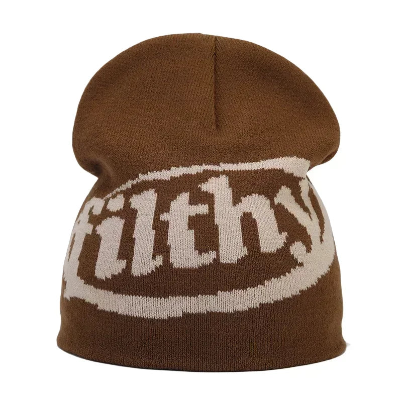 Y2K Letter Knit Beanie, Warm Ski Hat