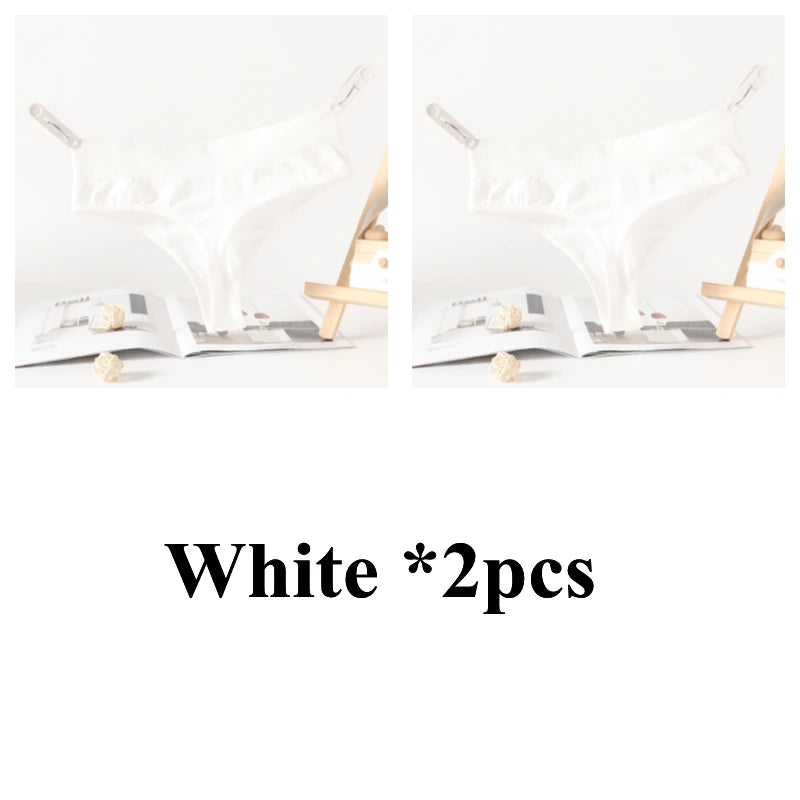 2PCS/Set G-String Seamless Panties Women Thongs Sexy Lingerie Solid Color Female High Waist Thongs Women's Underwear