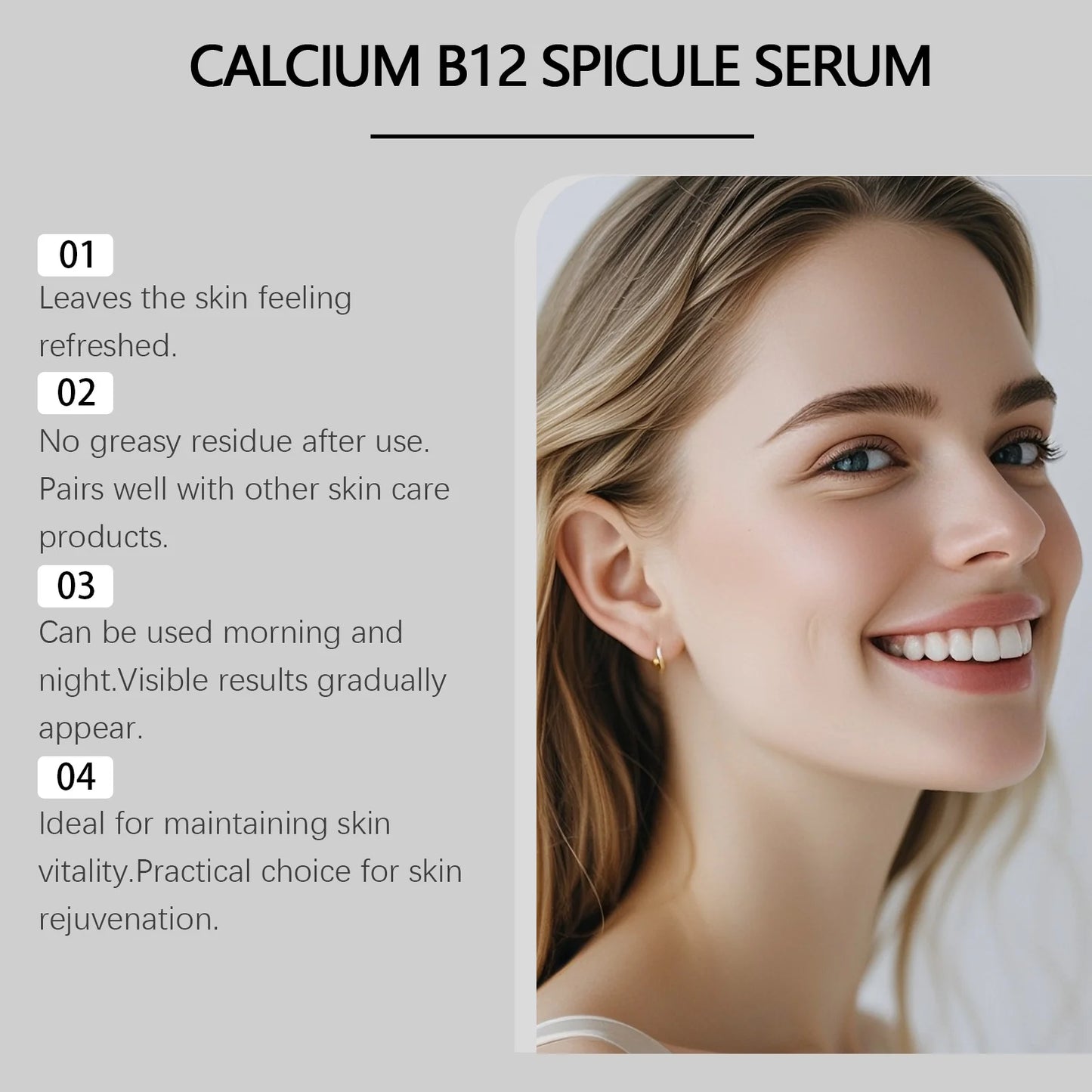 Calcium B12 Wrinkle Serum Nourishing Firming Glowing Fade Fine Lines Stabilizing Repairing Revitalizing Brightening Facial Serum