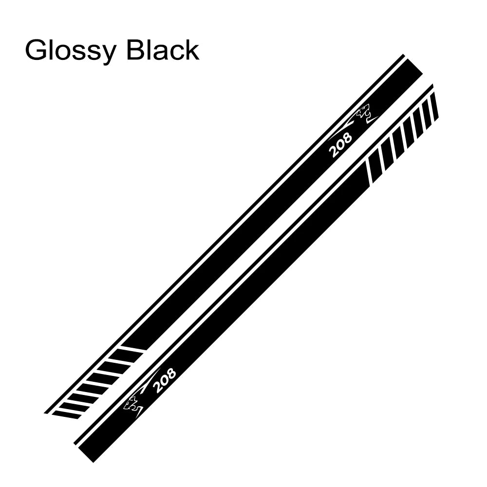 Car Door Side Stripe Decal – Vinyl Film Compatible with Peugeot 206 207 208 307 308 407 408 508 2008 5008 RCZ
