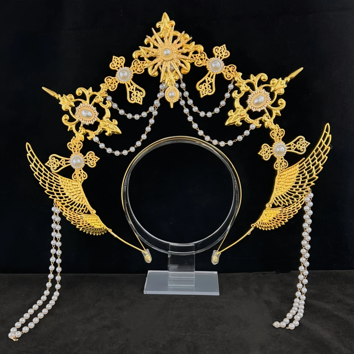 Handmade Halo Crown Headpiece Lolita Goddess KC Gothic Halo Crystal Crown Headband Hair Accessories