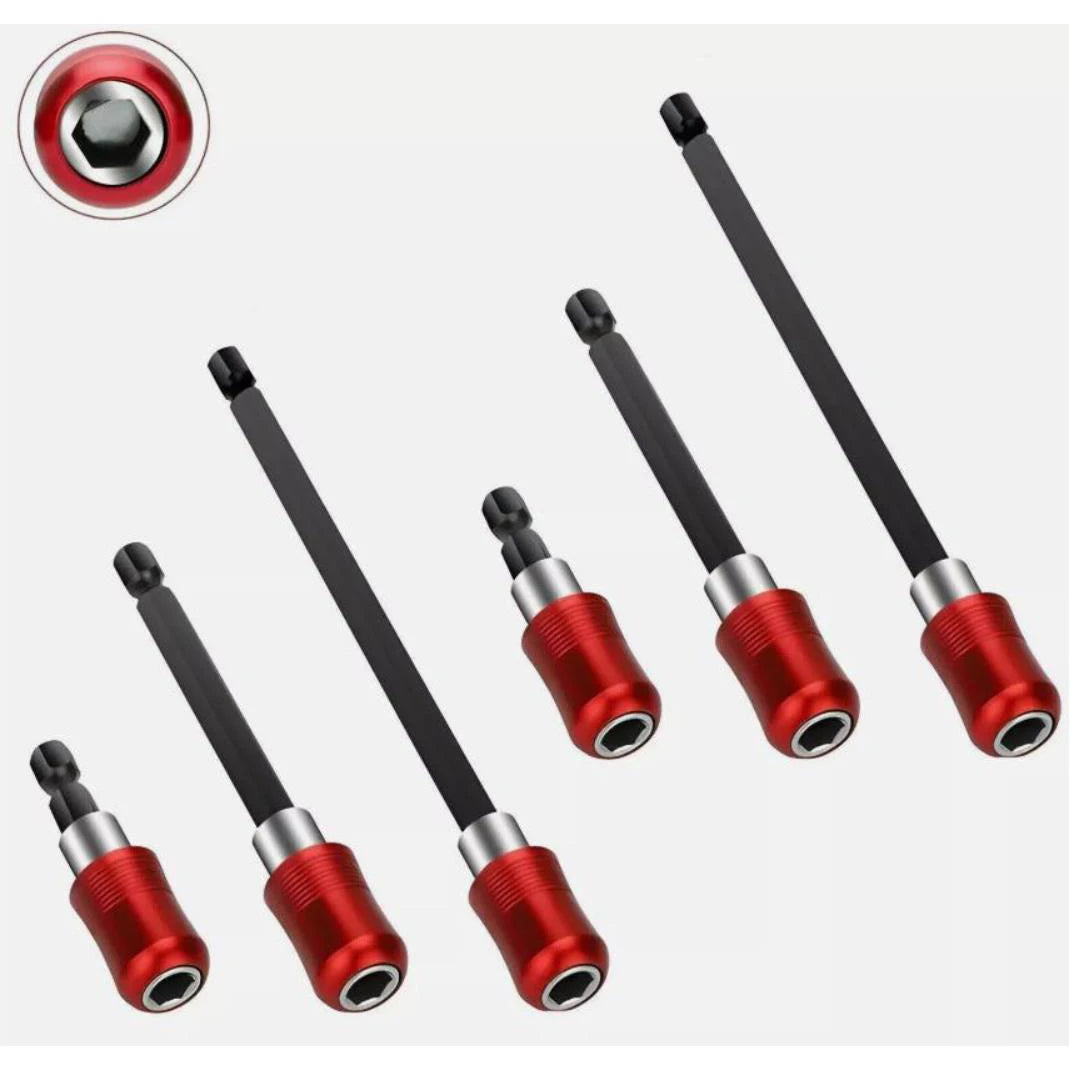 NEW 6PCS 1/4 Hex Shank Quick Release Magnetic Red Screwdriver Extension Holder Drill Bit High Quality Tool Set