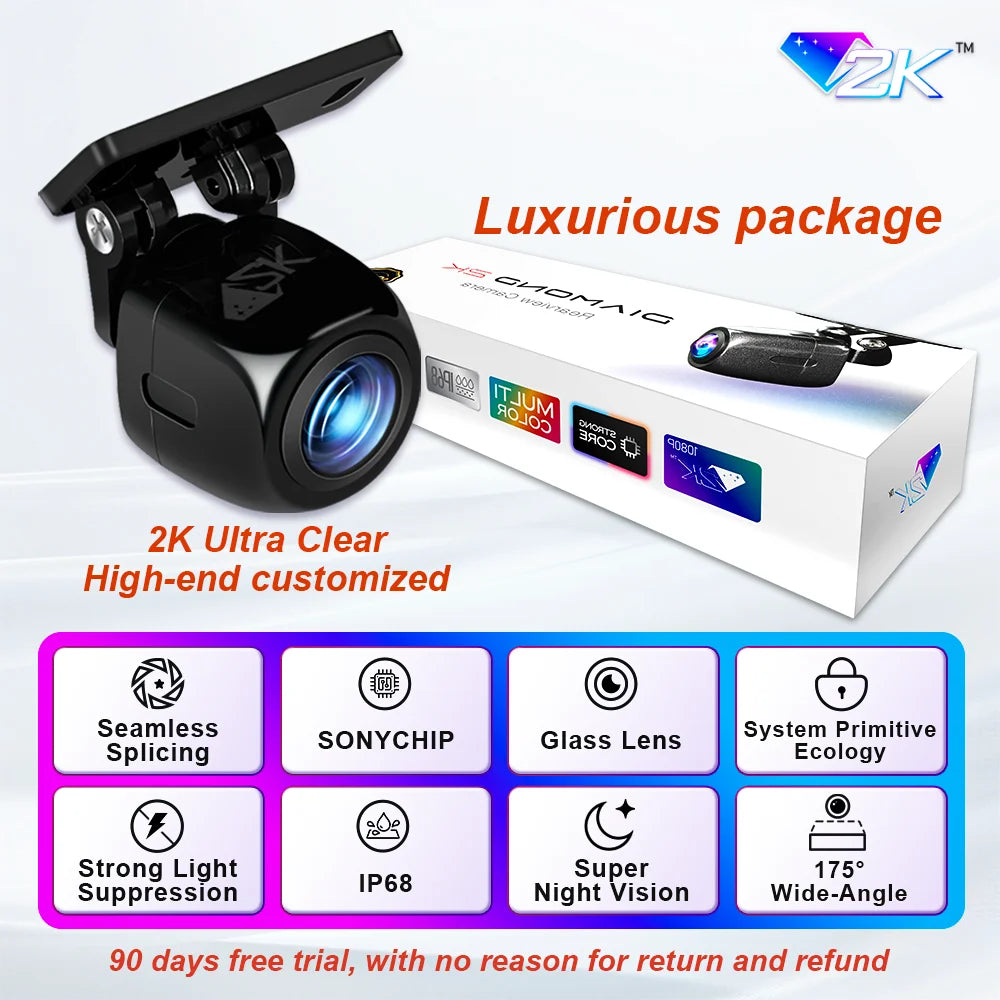 AHD 1080p Car Rear-View Camera — 200° Fisheye Lens, HDR Night Vision