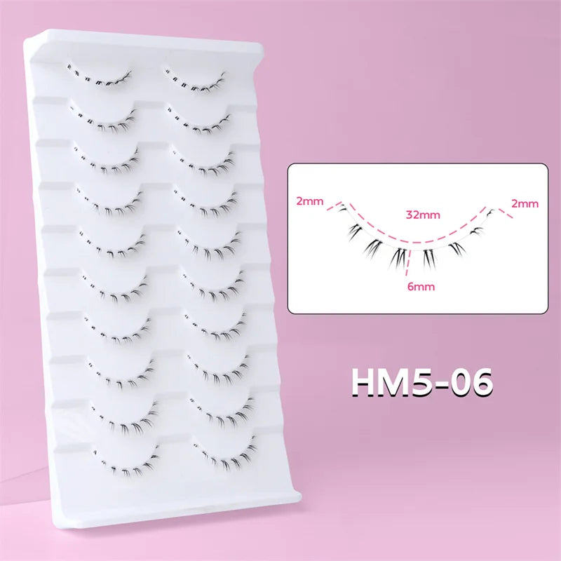 10Pairs Bottom Eyelashes Manga Lower Lashes Clear Band Wispy Small Flame Under Eye Lashes Korean Makeup Cosplay Tools