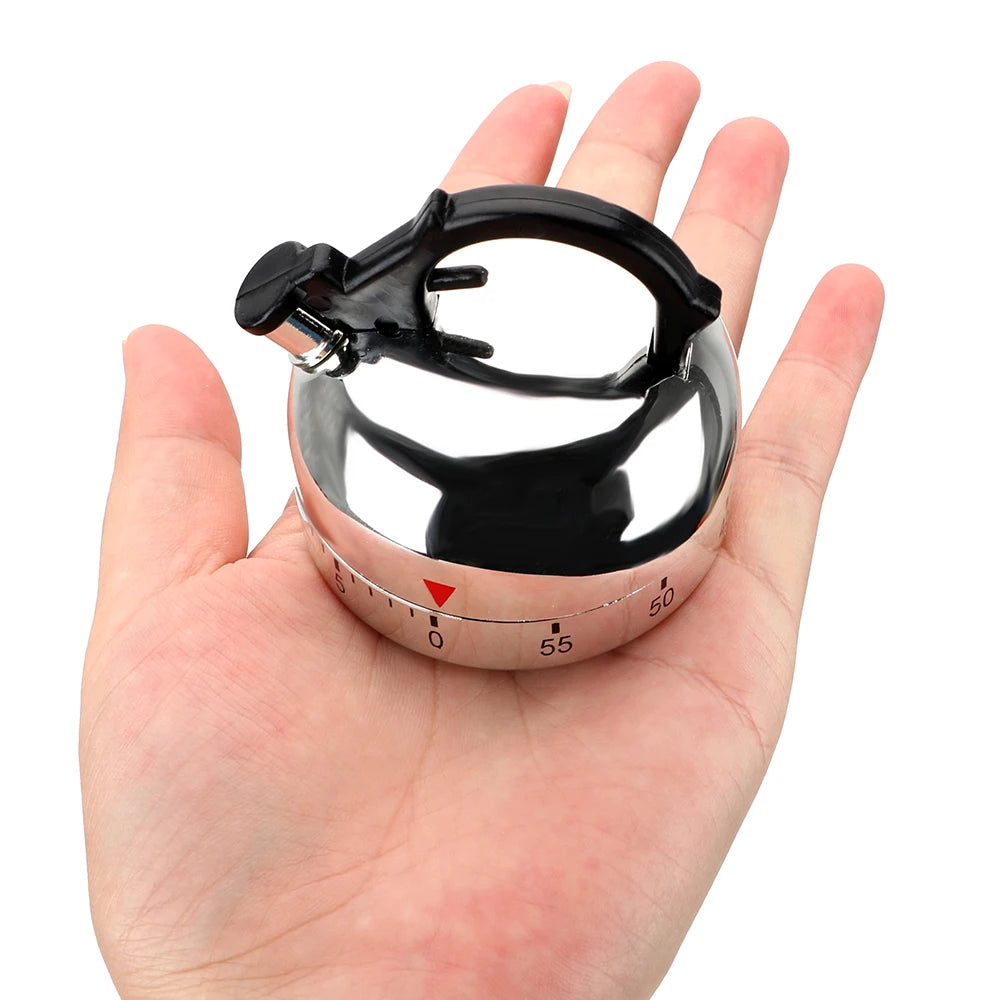 Kettle Shape 60-Minute Kitchen Timer - Mechanical Wind-Up, Silver - photo 2