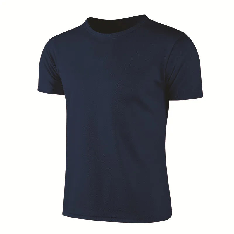 Quick-drying Round Neck Sport T-shirt Gym Jerseys Fitness Shirt Trainer Running T-shirt Men Breathable Sportswear Class Service