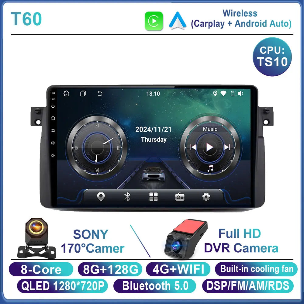 Android 16 Car Radio For BMW E46 M3 X5 1998-2006 Multimedia Video Player GPS 4G Carplay Auto Stereo RDS DSP DVD Head Unit WIFI