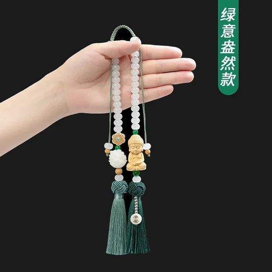 Chinese Traditional Culture Buddha Bodhi Car Pendant High-end Ping An Car Jewelry Car Lotus Rearview Mirror Pendant Oranments