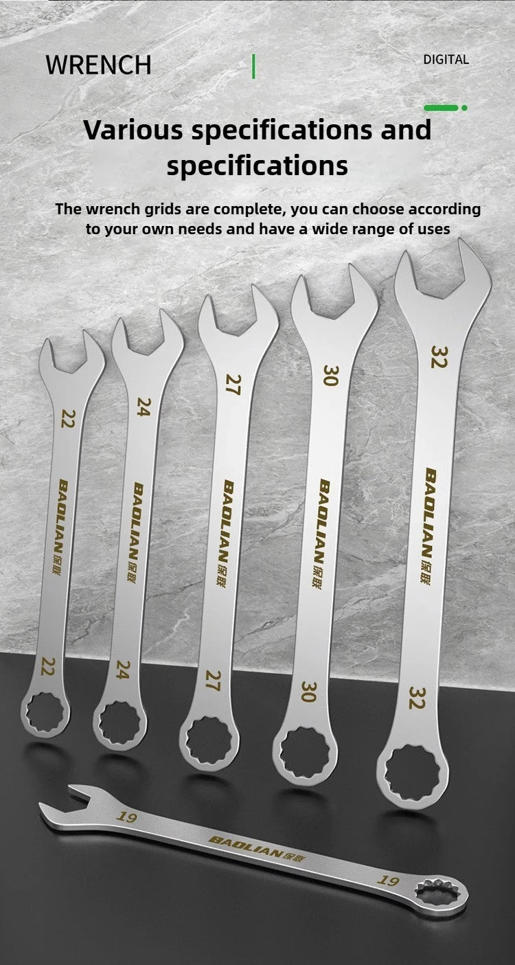 Ultra-thin Wrench Large Open-end Wrench Plum Dual-purpose Wrench Wholesale 4-27MM Cross-border Thin Section Dual-purpose