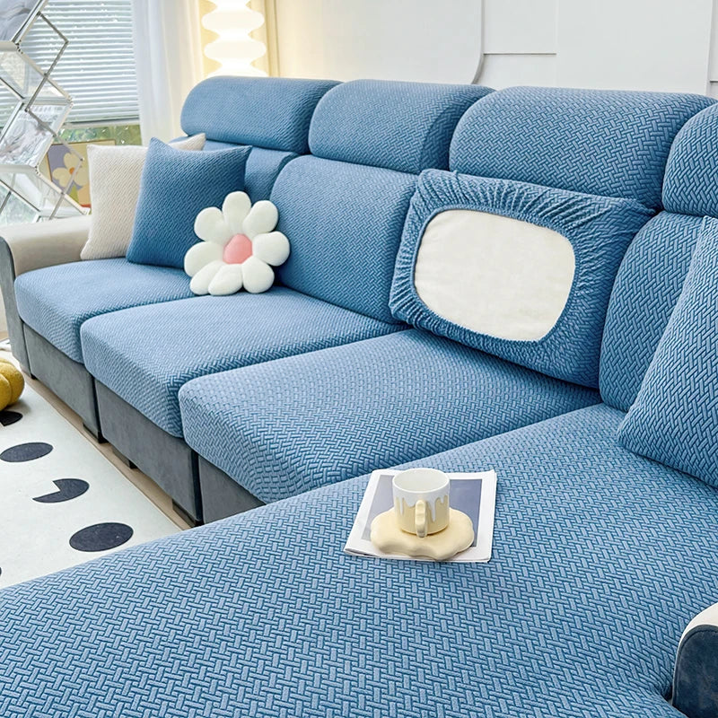 1pc Jacquard Sofa Slipcover Twill Pattern Elastic Sofa Covers Furniture Protector for Bedroom Office Living Room Home Decor