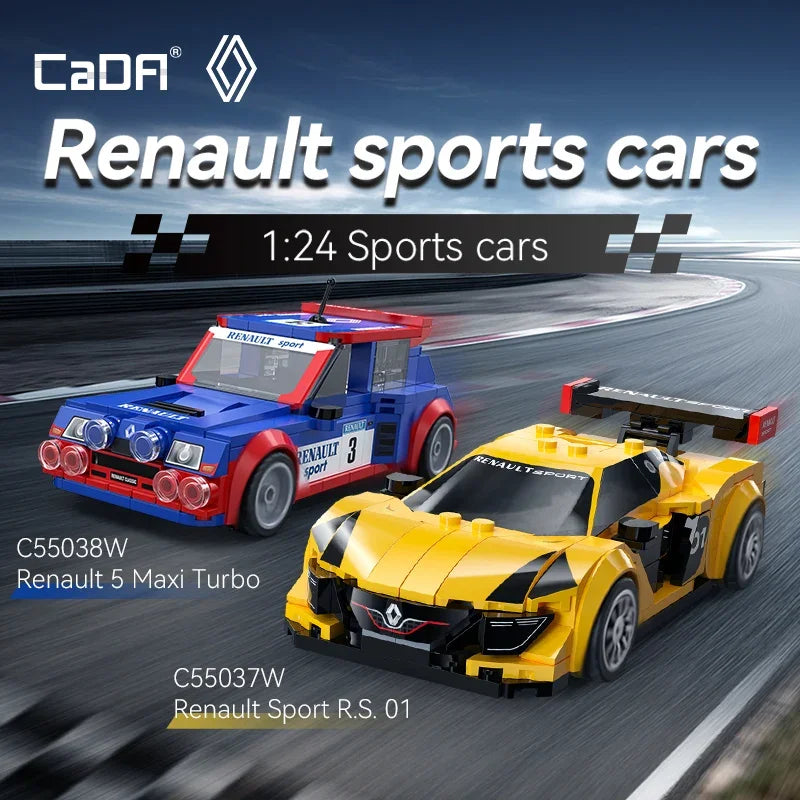 Cada 1:24 Building Block Maxi Turbo Car Set Renault Super Sports Car Retro Car Bricks Birthday Christmas Gift for Adult Boys