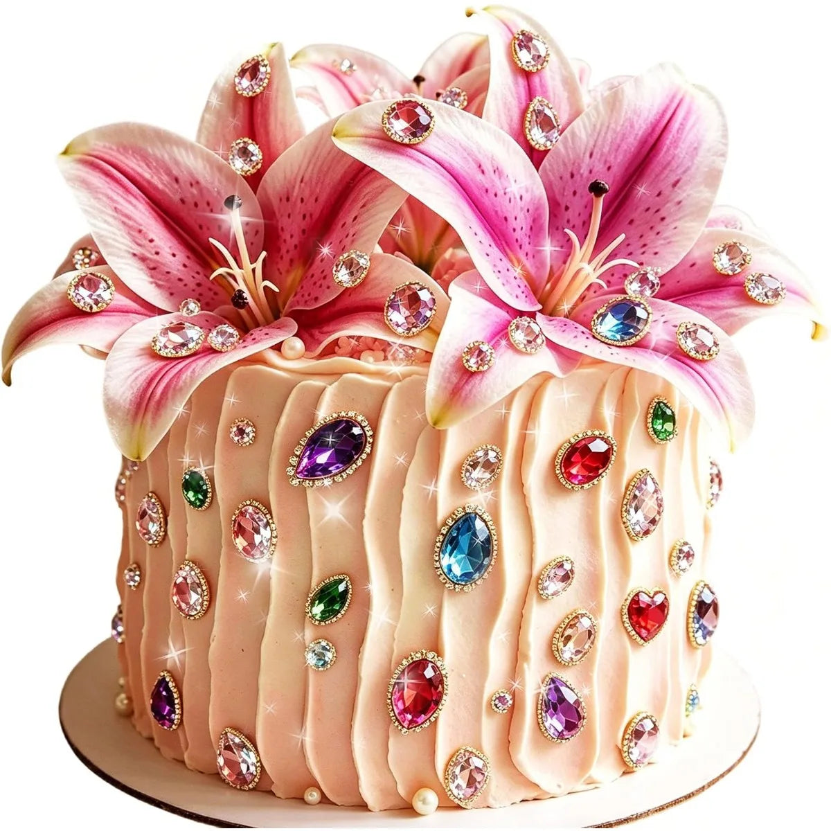 Gems Cake Toppers Gemstones Cake Toppers Artificial Flowers Cake with Diamonds Gemstones Set for Birthday Party Supplies Decor