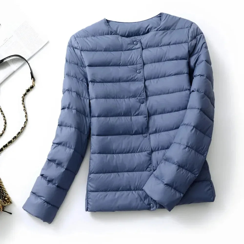 Women's Lightweight Puffer Jacket - Matte Short Winter Coat