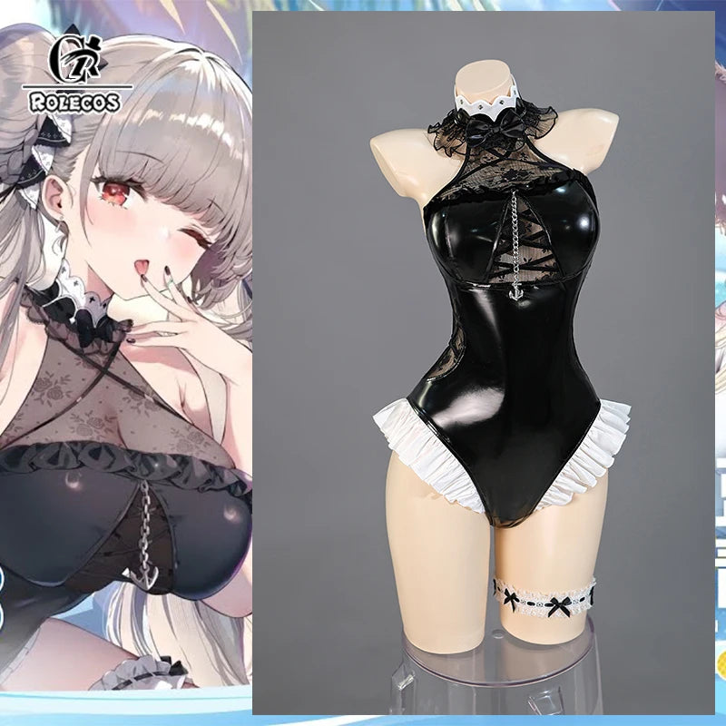 ROLECOS Game 2025 Summer Party HMS Formidable Bunny Costume Black Women Jumpsuit Halloween Activity Party Role Play Outfits